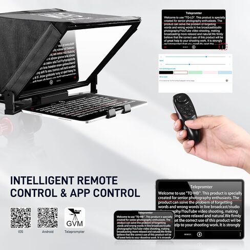 جهاز ملقن GVM محمول لأجهزة iPad والكمبيوتر اللوحي والهواتف الذكية وكاميرات DSLR، طقم ملقن مع جهاز تحكم عن بعد وحامل مرن، ملقن لتطبيق الهاتف الذكي متوافق مع iOS/Android in Saudi Arabia