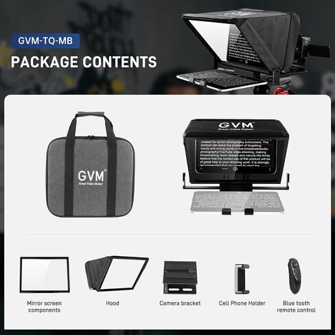 جهاز ملقن GVM محمول لأجهزة iPad والكمبيوتر اللوحي والهواتف الذكية وكاميرات DSLR، طقم ملقن مع جهاز تحكم عن بعد وحامل مرن، ملقن لتطبيق الهاتف الذكي متوافق مع iOS/Android in Saudi Arabia