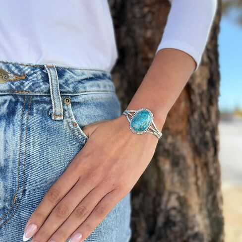 Sterling Silver 925 Bracelet with Genuine Turquoise in Saudi Arabia