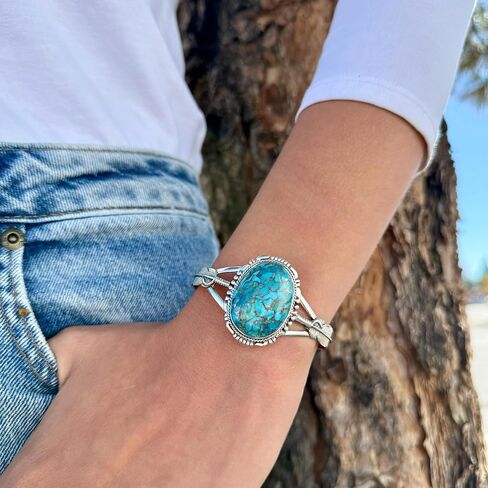 Sterling Silver 925 Bracelet with Genuine Turquoise in Saudi Arabia