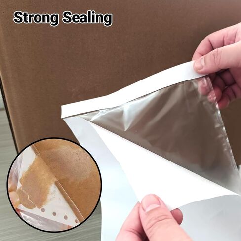 مغلفات قائمة التعبئة، 500 قطعة، مغلف أكياس تعبئة مقاومة للماء مقاس 9.5 × 12 بوصة، أكياس تغليف ذاتية اللصق شفافة ومغلقة للشحن تناسب قسائم بريدية مقاس 8.5 × 11 بوصة، ملصق فاتورة in Kuwait