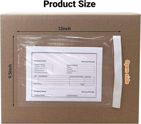 مغلفات قائمة التعبئة، 500 قطعة، مغلف أكياس تعبئة مقاومة للماء مقاس 9.5 × 12 بوصة، أكياس تغليف ذاتية اللصق شفافة ومغلقة للشحن تناسب قسائم بريدية مقاس 8.5 × 11 بوصة، ملصق فاتورة in Kuwait