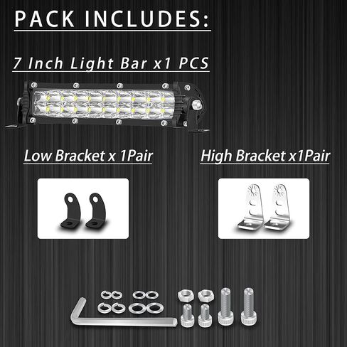 7 Inch Slim LED Light Bar for Truck Tractor, Small LED Pods Off Road Driving Auxiliary Fog Lights 60W 6000lm, Waterproof Flood Work Light Bar for ATV UTV RZR RC RV Lawn Mower Golf Cart E-Bike in Kuwait