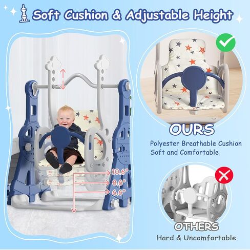 BIERUM 4 in 1 Toddler Slide and Swing Set, Baby Slide for Toddlers Age 1-2, with Basketball Hoop, Indoor Outdoor Toddler Playset Pink in Saudi Arabia