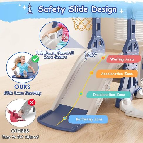 BIERUM 4 in 1 Toddler Slide and Swing Set, Baby Slide for Toddlers Age 1-2, with Basketball Hoop, Indoor Outdoor Toddler Playset Pink in Saudi Arabia