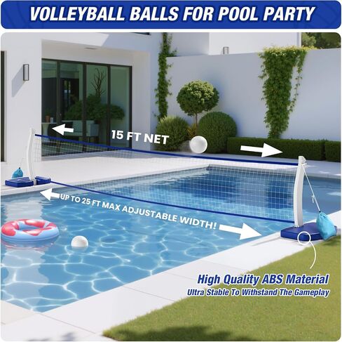 2-in-1 Pool Basketball Hoop and Volleyball Net, Pool Volleyball & Poolside Basketball Game Set for Inground Swimming Pool, Summer Outdoor Water Games Toys for Kids Teens Adults Family in Kuwait