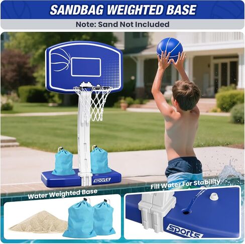 2-in-1 Pool Basketball Hoop and Volleyball Net, Pool Volleyball & Poolside Basketball Game Set for Inground Swimming Pool, Summer Outdoor Water Games Toys for Kids Teens Adults Family in Kuwait
