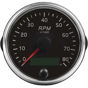 85 مللي متر مقياس سرعة الدوران 0-8000 دورة في الدقيقة 12 فولت/24 فولت العنبر/الضوء الأبيض RPM مقياس مع ساعة للبنزين البنزين سيارة قارب in Saudi Arabia