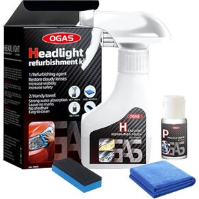 Automotive Headlamp Restoration Fluid Oxidized Kit,Headlight Refurbishment Kit,Professional Car Headlamp Cleaner with Refurbishing Agent,Multifunctional Car Headlight Polishing for All Vehicle Types in Kuwait