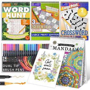 Vashly Large Print 200+ Surgery Recovery Activities for Adults: 3-in-1 Brain Activity Books with Sudoku, Crosswords, Word Hunt | A4 Spiral Bound | to Support Healing Get-Well Gift for Adults in Kuwait
