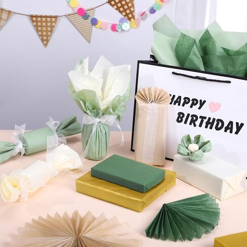 120 Sheets Green Tissue Paper for Gift Bags, Assorted Green Gold Gift Tissue Paper Bulk for Art Crafts Packaging Gifts Wrapping Christmas Baby Shower Wedding Birthday Decorations, 14 x 20 Inch in Saudi Arabia