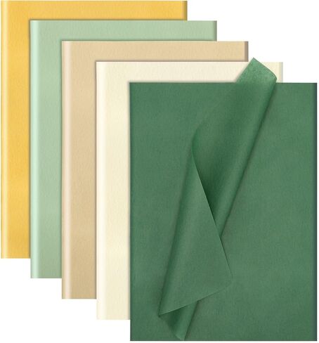 120 Sheets Green Tissue Paper for Gift Bags, Assorted Green Gold Gift Tissue Paper Bulk for Art Crafts Packaging Gifts Wrapping Christmas Baby Shower Wedding Birthday Decorations, 14 x 20 Inch in Saudi Arabia