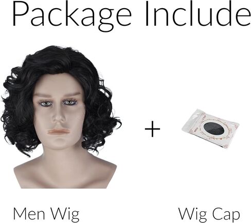 Miss U Hair Men Short Curly Brown Wig Mullet Wigs For Men 80's Costumes Wig Halloween Cosplay in Kuwait