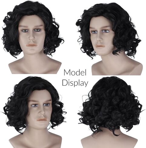 Miss U Hair Men Short Curly Brown Wig Mullet Wigs For Men 80's Costumes Wig Halloween Cosplay in Kuwait