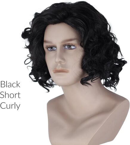 Miss U Hair Men Short Curly Brown Wig Mullet Wigs For Men 80's Costumes Wig Halloween Cosplay in Kuwait