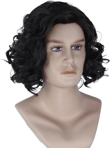 Miss U Hair Men Short Curly Brown Wig Mullet Wigs For Men 80's Costumes Wig Halloween Cosplay in Kuwait