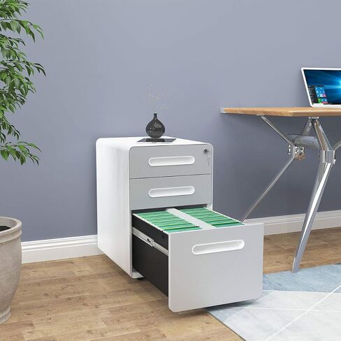 YITAHOME 2 Drawer File Cabinet with Lock, Mobile Metal Filing Cabinet for Letters/Legal/A4 Size, Home Office & Business Enterprise, Fully Assembled Except Wheels, Black in Saudi Arabia