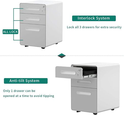 YITAHOME 2 Drawer File Cabinet with Lock, Mobile Metal Filing Cabinet for Letters/Legal/A4 Size, Home Office & Business Enterprise, Fully Assembled Except Wheels, Black in Saudi Arabia