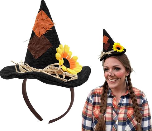 Unisex Adults Mini Scarecrow Hat On Headband Flower Halloween Costume Accessory in Kuwait