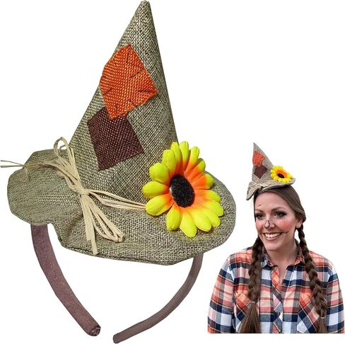 Unisex Adults Mini Scarecrow Hat On Headband Flower Halloween Costume Accessory in Saudi Arabia