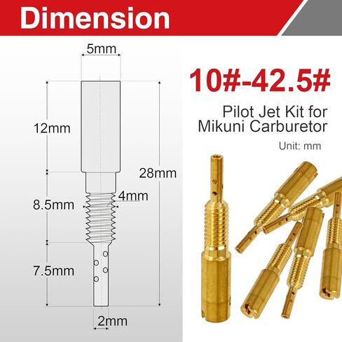 10# ~ 42.5# مجموعة الطيار النفاثة لمكربن ​​ميكوني، استبدال الطائرات البطيئة المتوافقة مع مكربنات RS HSR HS TM VM28/486 للمحرك الصغير للدراجات النارية ATV (14 قطعة) in Kuwait