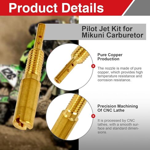 10# ~ 42.5# مجموعة الطيار النفاثة لمكربن ​​ميكوني، استبدال الطائرات البطيئة المتوافقة مع مكربنات RS HSR HS TM VM28/486 للمحرك الصغير للدراجات النارية ATV (14 قطعة) in Kuwait