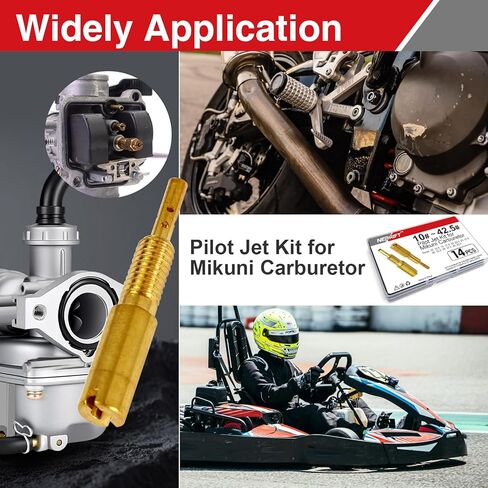 10# ~ 42.5# مجموعة الطيار النفاثة لمكربن ​​ميكوني، استبدال الطائرات البطيئة المتوافقة مع مكربنات RS HSR HS TM VM28/486 للمحرك الصغير للدراجات النارية ATV (14 قطعة) in Kuwait