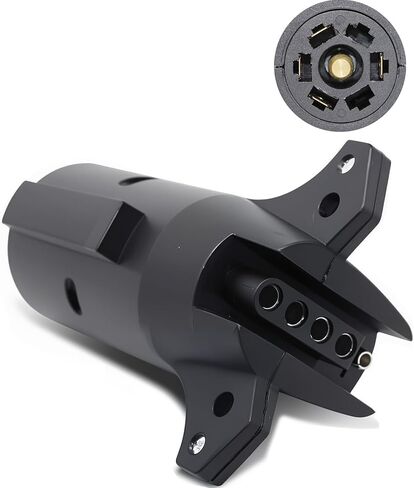 NEWSUN® 7 to 5 Pin Trailer Plug Adapter, 7 Way Round Plug Blade Connetor to 5 Way Flat Adapter, Wiring Harness Connector Plug, Versatile & Extendable Connection for Your Trailer, RV, Lighting in Saudi Arabia
