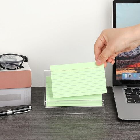 BTSKY 8 قطع حامل بطاقات مؤشر مقاس 3 × 5 بوصة - حامل تخزين بطاقات مؤشر من الأكريليك الشفاف، منظمات بطاقات ملاحظات قابلة للتكديس للبطاقات البريدية والصور وتخزين بطاقات التهنئة - حامل وصفات بلاستيكي للمكتب والمطبخ in Kuwait