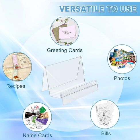BTSKY 8 قطع حامل بطاقات مؤشر مقاس 3 × 5 بوصة - حامل تخزين بطاقات مؤشر من الأكريليك الشفاف، منظمات بطاقات ملاحظات قابلة للتكديس للبطاقات البريدية والصور وتخزين بطاقات التهنئة - حامل وصفات بلاستيكي للمكتب والمطبخ in Kuwait