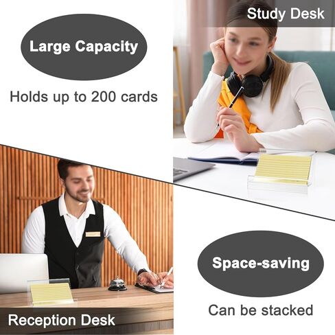 BTSKY 8 قطع حامل بطاقات مؤشر مقاس 3 × 5 بوصة - حامل تخزين بطاقات مؤشر من الأكريليك الشفاف، منظمات بطاقات ملاحظات قابلة للتكديس للبطاقات البريدية والصور وتخزين بطاقات التهنئة - حامل وصفات بلاستيكي للمكتب والمطبخ in Kuwait