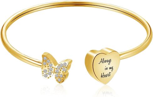 XIUDA Urn Bracelet for Human Ashes Butterfly Heart Ash Bracelet for Women Stainless Steel Openable Cuff Bangle Cremation Bracelet - Always in My Heart in Kuwait