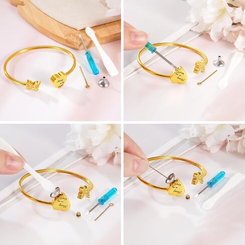 XIUDA Urn Bracelet for Human Ashes Butterfly Heart Ash Bracelet for Women Stainless Steel Openable Cuff Bangle Cremation Bracelet - Always in My Heart in Kuwait