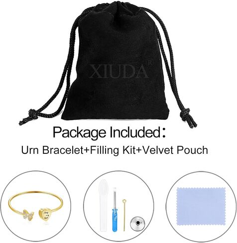 XIUDA Urn Bracelet for Human Ashes Butterfly Heart Ash Bracelet for Women Stainless Steel Openable Cuff Bangle Cremation Bracelet - Always in My Heart in Kuwait