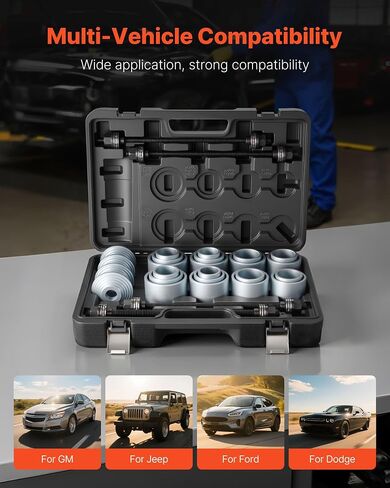 VEVOR Pull and Press Sleeve Kit, 28 PCS, Steel Bush Removal Insertion Sleeve Tools with Carrying Case, Compatible with LCV and HGV Engines, for Removing and Installing Bushings, Bearings, and Seals in Saudi Arabia