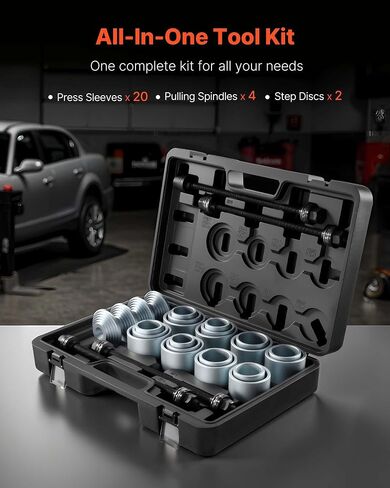 VEVOR Pull and Press Sleeve Kit, 28 PCS, Steel Bush Removal Insertion Sleeve Tools with Carrying Case, Compatible with LCV and HGV Engines, for Removing and Installing Bushings, Bearings, and Seals in Saudi Arabia
