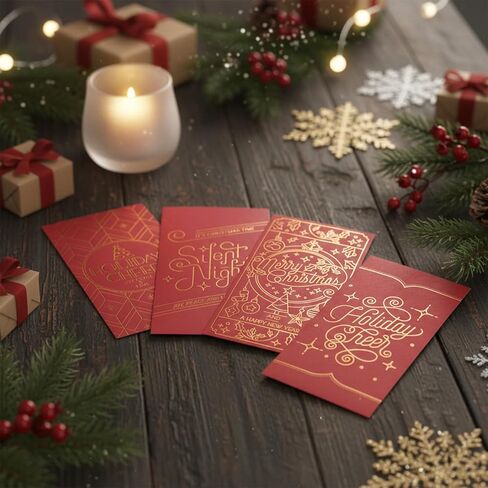 مظاريف نقود عيد الميلاد للهدايا النقدية، 20 حزمة من حاملات نقود عيد الميلاد بتصميم رقائق ذهبية، مغلفات النقود والعملات المعدنية للعطلات، سلسلة هوليداي سباركل، 3.5 × 6.5 بوصة in Kuwait