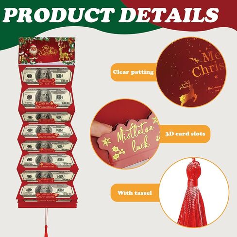 3 PCS Christmas Cash Gift Envelopes,Christmas Money Holders with 10 Slots for Cash Xmas Party Birthday Surprise Gifts for Women Men Boy Girls in Saudi Arabia