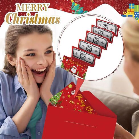 3 PCS Christmas Cash Gift Envelopes,Christmas Money Holders with 10 Slots for Cash Xmas Party Birthday Surprise Gifts for Women Men Boy Girls in Saudi Arabia