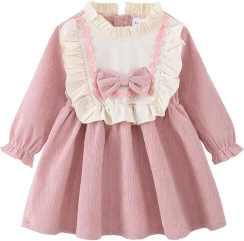 Kucnuzki Toddler Baby Girl Clothes Velvet Dress Solid Little Flower Girl Dress Princess Casual Party Dress for Girl Fall in Kuwait