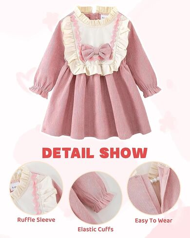 Kucnuzki Toddler Baby Girl Clothes Velvet Dress Solid Little Flower Girl Dress Princess Casual Party Dress for Girl Fall in Kuwait