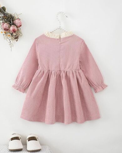 Kucnuzki Toddler Baby Girl Clothes Velvet Dress Solid Little Flower Girl Dress Princess Casual Party Dress for Girl Fall in Kuwait