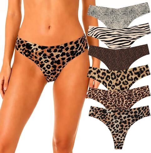 6 حزمة نساء مثير الفهد طباعة الجليد الحرير سلس g-string ثونغ in Saudi Arabia