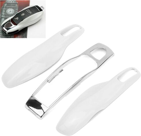 Car Key Case for 911 Boxste Key Fob Protector Cover Shell Case Trim Replacement (White + Silver) in Saudi Arabia