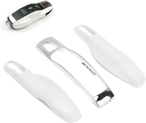 Car Key Case for 911 Boxste Key Fob Protector Cover Shell Case Trim Replacement (White + Silver) in Saudi Arabia