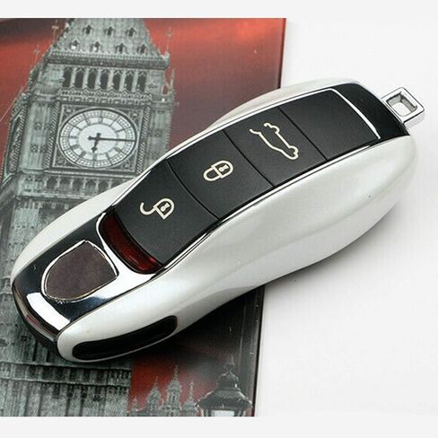 Car Key Case for 911 Boxste Key Fob Protector Cover Shell Case Trim Replacement (White + Silver) in Saudi Arabia