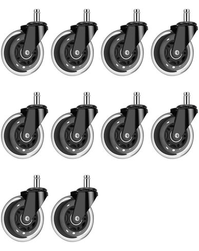 عجلات كراسي المكتب، عجلات شفرات دوارة بديلة رائعة لكراسي مكتب الألعاب المكتبية - مجموعة عجلات 3 بوصة مكونة من 5 قطع آمنة للأرضيات الصلبة والسجاد، ناعمة وهادئة in Kuwait