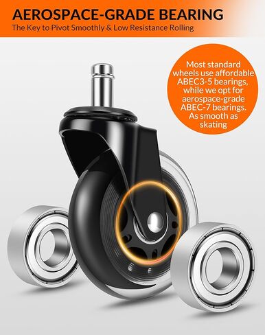 عجلات كراسي المكتب، عجلات شفرات دوارة بديلة رائعة لكراسي مكتب الألعاب المكتبية - مجموعة عجلات 3 بوصة مكونة من 5 قطع آمنة للأرضيات الصلبة والسجاد، ناعمة وهادئة in Kuwait