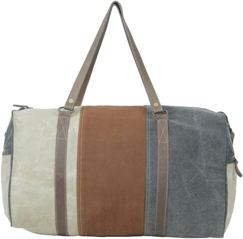 Myra Bag Vintage Stamp Upcycled Canvas & Cowhide Leather Messenger Bag S-1224 in Kuwait