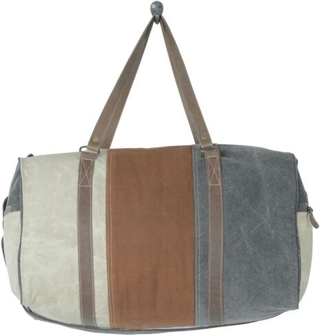 Myra Bag Vintage Stamp Upcycled Canvas & Cowhide Leather Messenger Bag S-1224 in Kuwait
